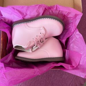 Infant/Toddler Pink Lace-Up “LEATHER” Walker Booties